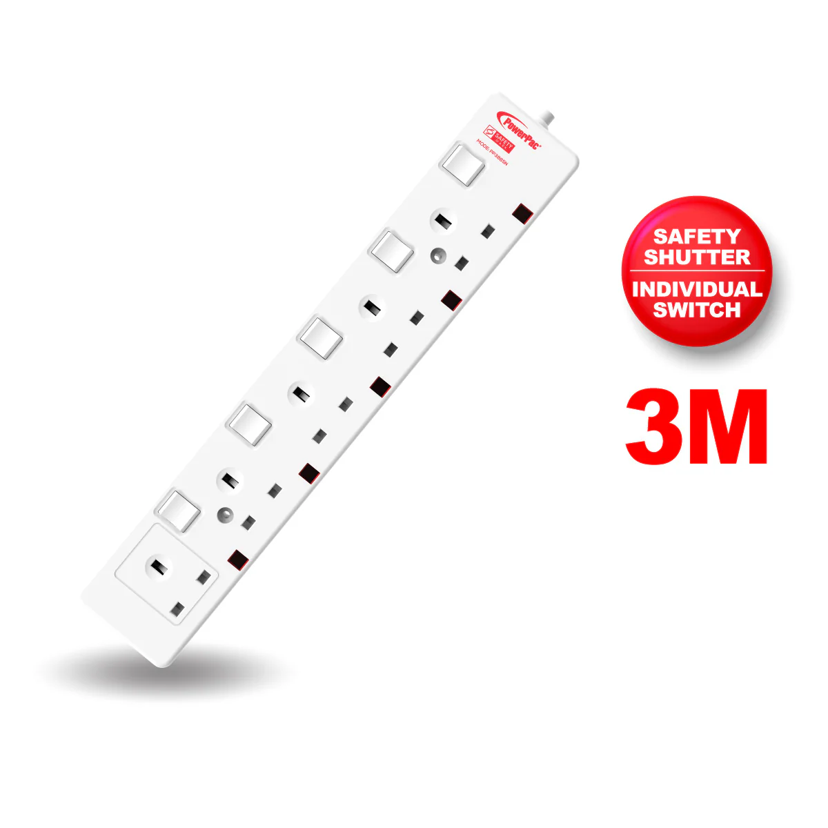 Extension Cord, Extension Socket, Power Cord, Power Extension 3 Metre 5 way (PP3885N) - Yuha Electric