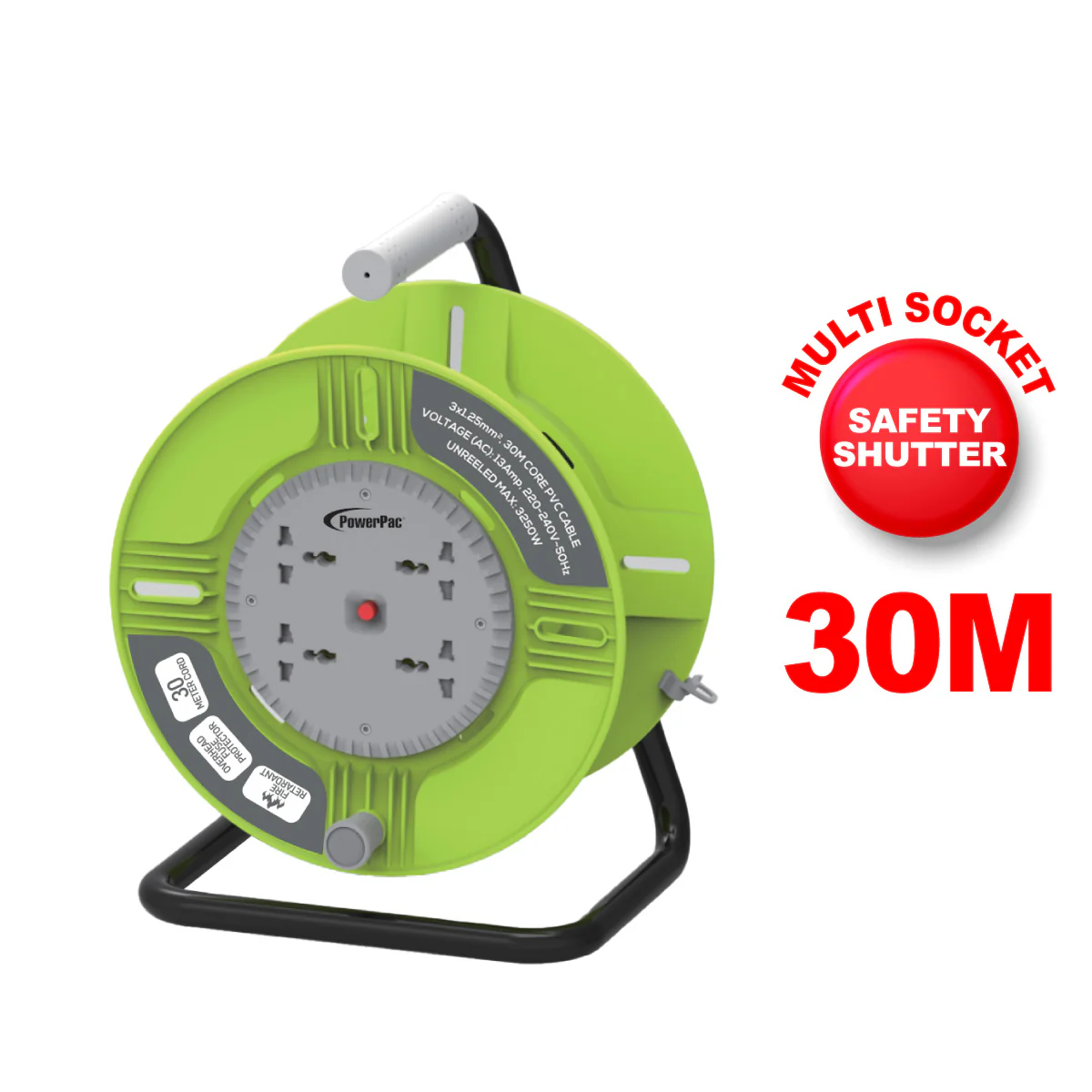 Cable Reel 30M Portable Cable Reel, Extension Socket, Power Reel, Power Cord (PP830) - Yuha Electric